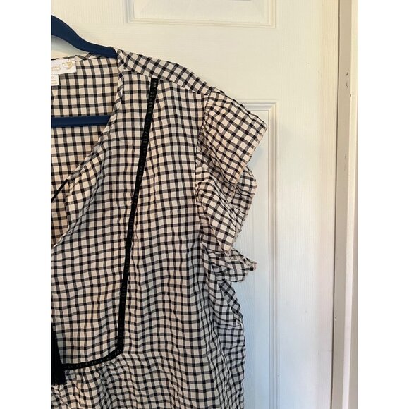Weekend Suzanne Betro flutter Sleeve Gingham V-Neck blouse Size 4X - Picture 3 of 9